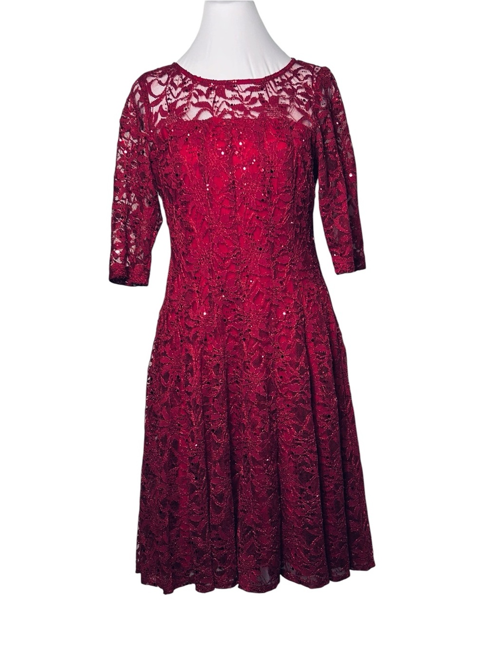 Rabbit Rabbit Rabbit Dress Size 10 Burgundy Lace Sequins Special Event Party